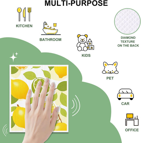 Aitoper 6 Pack, Swedish Dishcloths for Kitchen, Reusable Paper Towels Washable,Super Absorbent, Fast Dry Cleaning