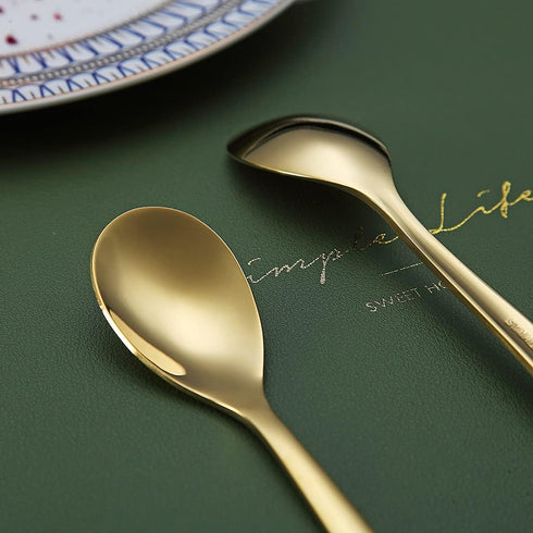Gold Demitasse Espresso Spoons, 5.5'' Mini Coffee Spoons, Set of 6, Dishwasher Safe