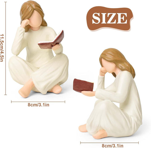 Reading Book Thinker Figurine Gift for Women Librarian Readers Study Graduates Students Teachers, Girl Reading Statue
