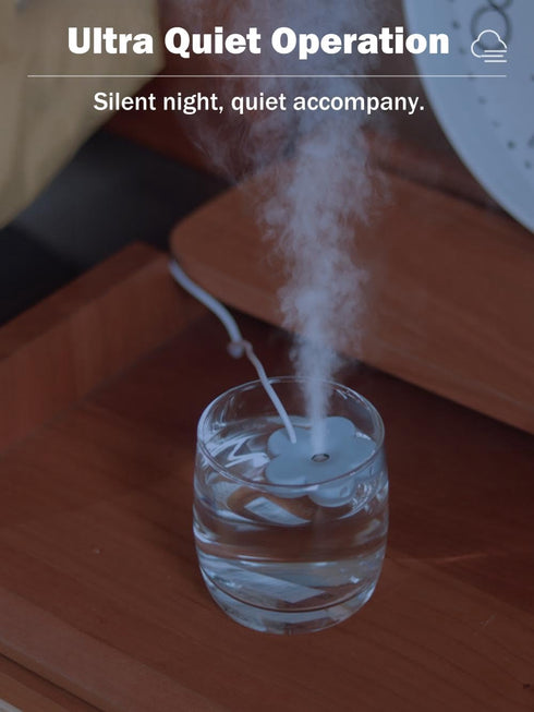 Small Flower USB Humidifier, Creative Mini Ultrasonic Fogger for Home Bedroom Office Desk (Blue+Red)