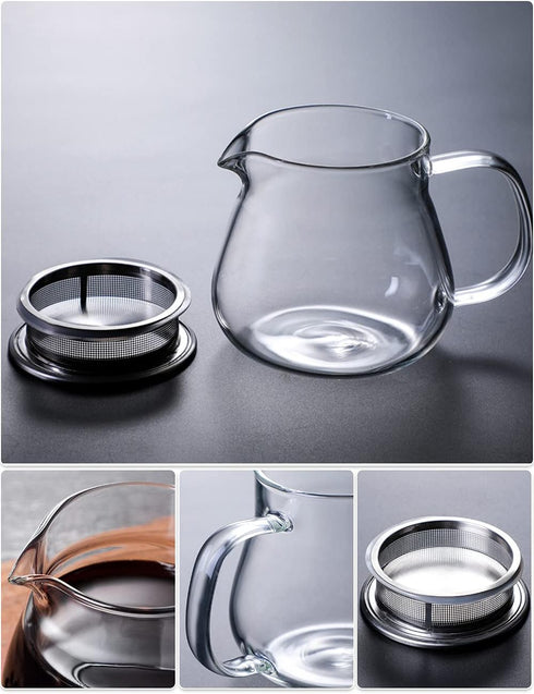 IwaiLoft Glass Teapot with Removable Stainless Steel Filter, Stovetop & Microwave Safe, 15OZ
