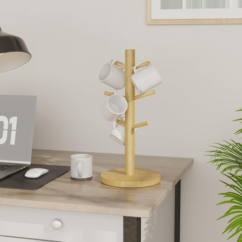 C&AHOME Coffee Mug Tree - 6 Hooks Wooden Holder Rack Stand for Countertop Standard Use