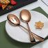 Rose Gold Serving Spoons, 4 Pieces Kyraton Titanium Plating, 2 Serving Spoons and 2 Slotted Spoons, Stainless Steel Set