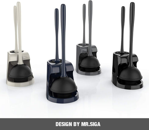 1 Set MR.SIGA Toilet Plunger and Bowl Brush Combo for Bathroom Cleaning, Black