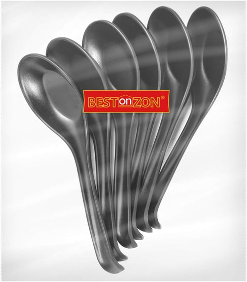 6Pcs Asian Soup Spoons, Melamine Rice Spoons for Ramen, Deep Oval Hook Design