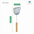 Stainless Steel Slotted Spatula - Kitchen Metal Turner with Wooden Handle for Cooking