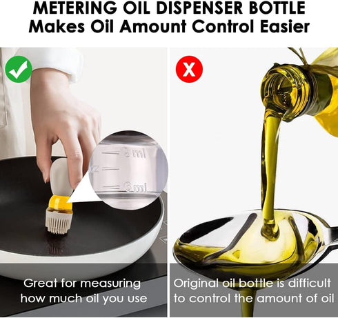 2 1 T-OB22, Oil Dispenser Bottle with Brush - IN Glass Olive Oil Storage and Container with Silicone Basting Brush