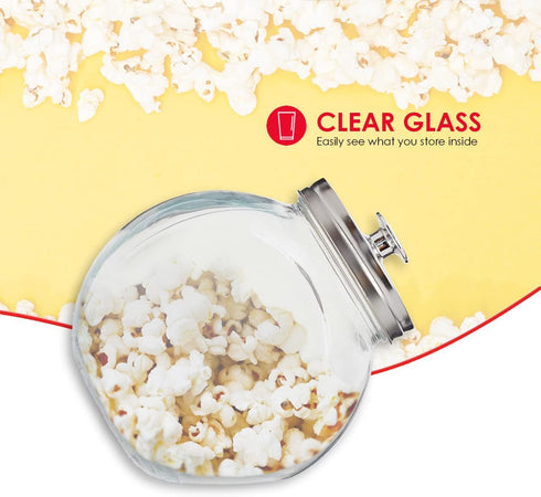 Home Basics Glass Cookie Candy Jar Container, Medium, Fresh Sealed Lid, Kitchen Home Décor Storage