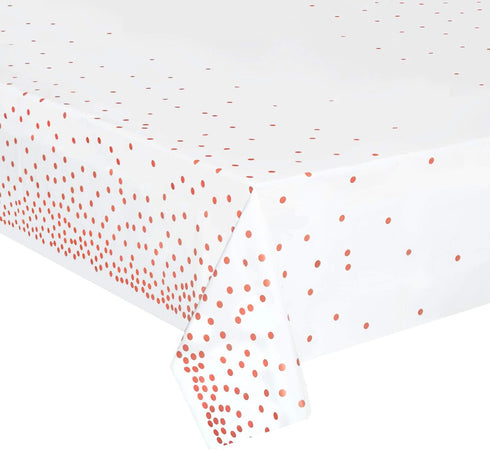 4 Pack Plastic Tablecloths for Rectangle Tables - Waterproof Disposable Party Table Covers with Rose Gold Dot