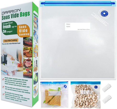 Sous Vide Bags 20pcs 8.3x8.7in BPA Free Reusable Vacuum Sealer Bags to Keep Food Fresh