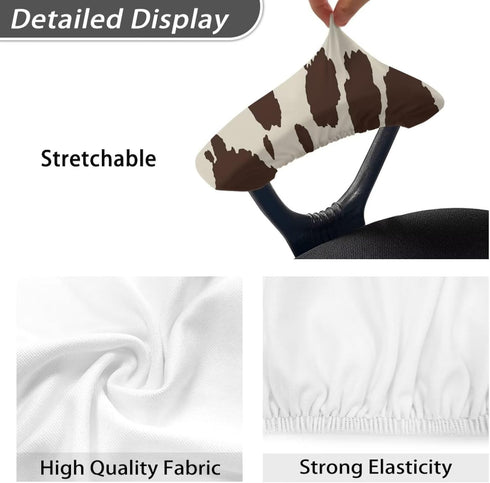 Brown Cow Print Arm Cover for Rotating Chair, Stain Resistant Durable Slipcover Pads for Office Computer Gaming Desk
