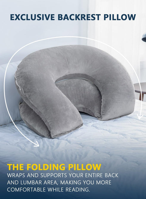 45in) INSEN Reading Pillow, Back Pillow for Sitting in Bed for Reading, Nurse & Relax, Reading Pillow for Adults, Moms