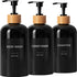 Shampoo and Conditioner Dispenser, Refillable Plastic Shampoo Pump Bottles with Waterproof Labels,