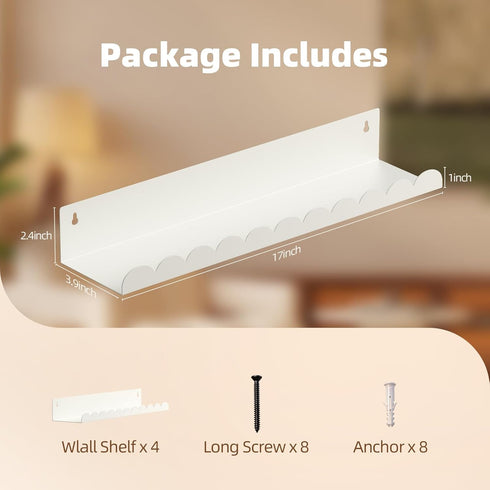 sothfubo Storage,17 Inch Set 4,Wall 17 inch) Nursery Book Shelves,Kids Bookshelf and Toy Metal Floating Shelves