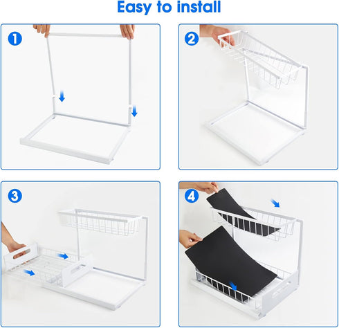 Under Sink Organizers and Storage, 2 Tier Sliding Cabinet Basket Organizer for Bathroom and Kitchen