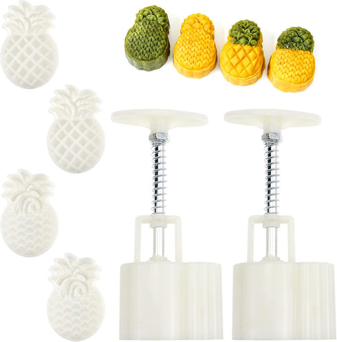 2 Set Pineapple Plastic Mooncake Mold, Hand Press Moon Cake Mould, Pineapple Cookie Cutter Bakeware Tools