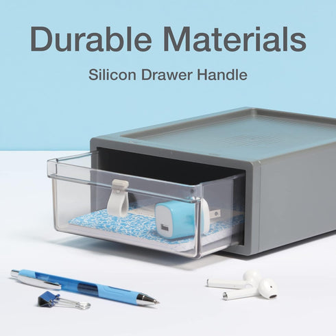 Pendaflex Stackable Drawer, Durable Plastic with Silicon Handles, Tinted Drawers, Medium Gray, 9" x 7" x 3.5", 1 Piece