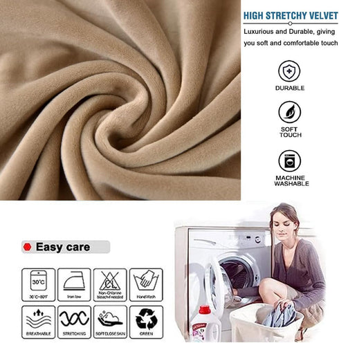 Ottoman Cover Square Velvet Storage Ottoman Slipcovers Thick Stretch Footrest Foot Stool Covers Protector with Elastic