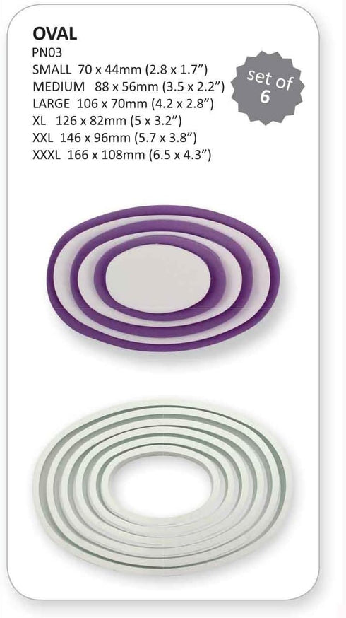 PME Oval Cutters for Cake Decorating, Set of 6, White