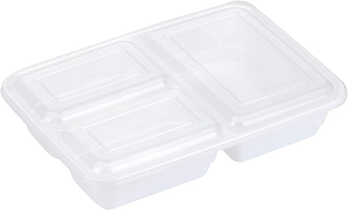 GoodCook Meal Prep Rectangle Three Compartment Set, 20-Piece, White, BPA-Free