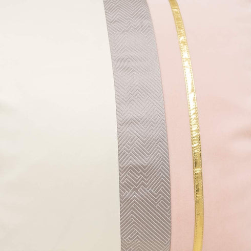 Avigers 12 x 20 Inches Pink White Gold Leather Striped Patchwork Velvet Cushion Case, Luxury Modern Throw Pillow Cover