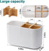 White Toothbrush Holder, Bamboo Organizer for Bathrooms, Electric Toothbrush Holders for Countertop