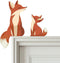 ZEARPT 2 Cute Wooden Foxes Door Topper Home Frame Decor Little Fox