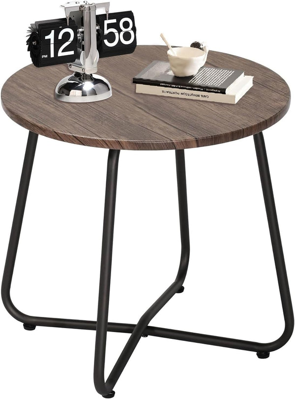 VECELO Outdoor Side Table,17.7 inch Patio Small Round End Table,Waterproof Wood Table