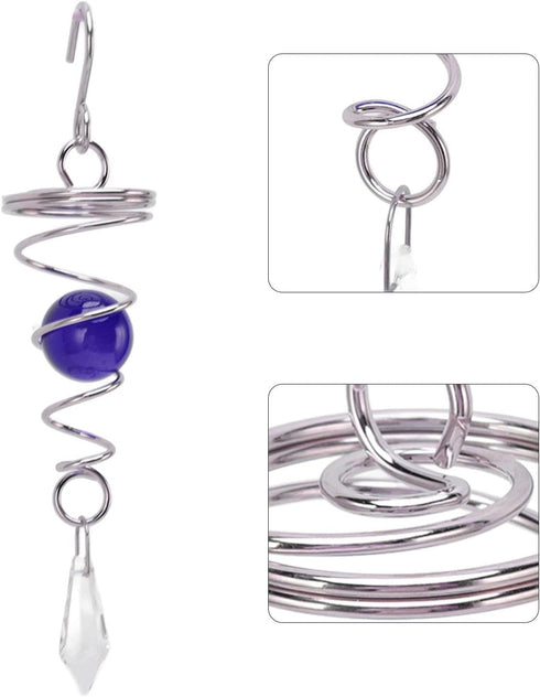 Wind Spinner Stabilizer Crystal Ball, 2 Gazing Ball Spiral Tail Garden Wind Spinner with Swivel Hook