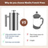 Small French Press Coffee Maker, Double-Wall Insulated, Stainless Steel, 350ML, 12 OZ, Includes 2 Extra Filters