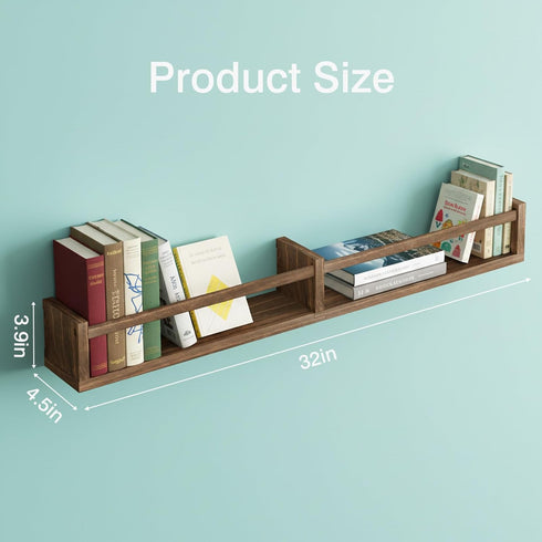 32 Inch Set 4, Fixwal Nursery Book Shelves, Floating Bookshelves for Wall of Baby Nursery & Playroom Decor, Solid Wood