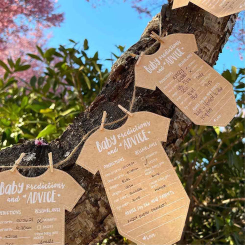 Kate Aspen Baby Predictions for Baby Shower Advice Cards - 50-Count Onesie Shaped Games for New Parents