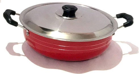 Non Stick Kadai with Stainless Steel Lid, Deep Fry Kadai, Multipurpose Aluminium Cooking Pan