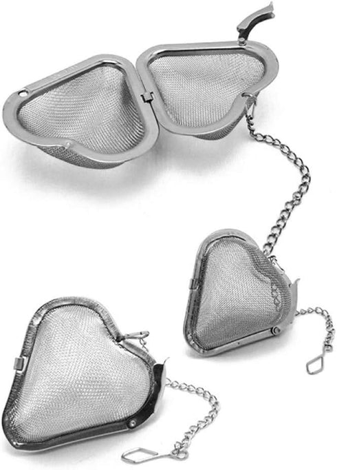 2pcs Stainless steel fine mesh seasoning ball kitchen soup spice stew filter kitchen tool metal tea bag tea ball (2pcs Heart Shape),Silver,5.5X6CM by Mayata