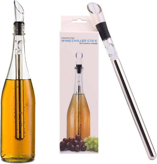 DERNORD 3-in-1 Wine Chiller, Stainless Steel Bottle Cooler Stick with Aerator and Pourer for Chilling Wine