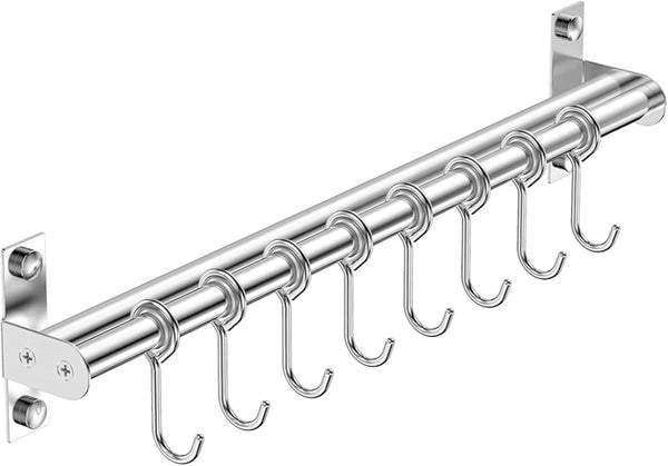 ASkinds Utensil Hanging Rack, Stainless Steel Wall Mounted Pot Pan Lid Holder for Kitchen Storage