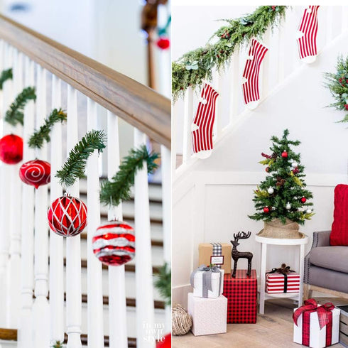 4 Strands Christmas Garland, 80 Feet Artificial Pine Garland for Holiday Wedding Party Decoration, Indoor/Outdoor