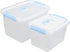 Hespama 2 Pack Lidded Storage Bin, Plastic Latching Container Box with Handle, 12 Quart & 6 Quart