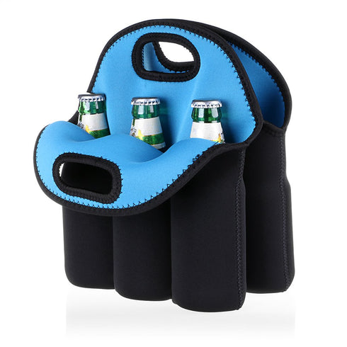 Hipiwe 6 Pack Insulated Neoprene Bottle Can Carrier Tote for Baby Bottle Cooler Bag with Secure Carry Handle