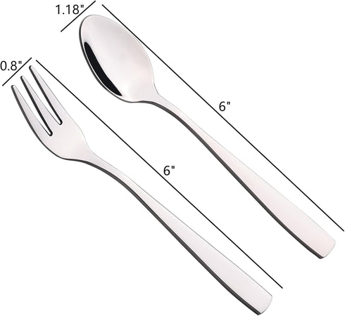 Begale 12-piece Stainless Steel Tea Spoons and Tasting Forks, 6 Tasting Forks + 6 Teaspoons