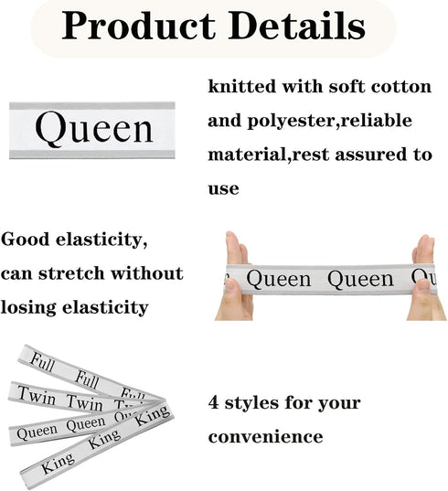 4 Pieces Grey Bed Sheet Organizer Bands, Storage Label Bands for Closet, Bedding Linen Labels (4Pcs Queen)