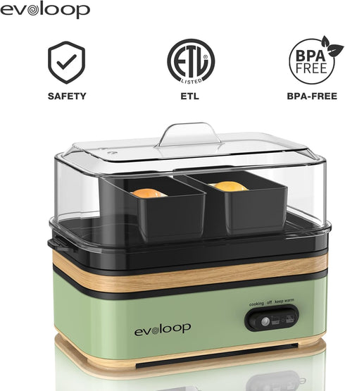 Electric Rapid Egg Cooker for 6 Eggs, Soft, Medium, Hard Boiled, Poacher, Omelet Maker with Auto Shut-Off (Green)