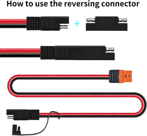 XT60i to SAE Adapter 10AWG Solar Charging Cable, XT60i-F Extension Cable with SAE Reverse Adapter for Ecoflow