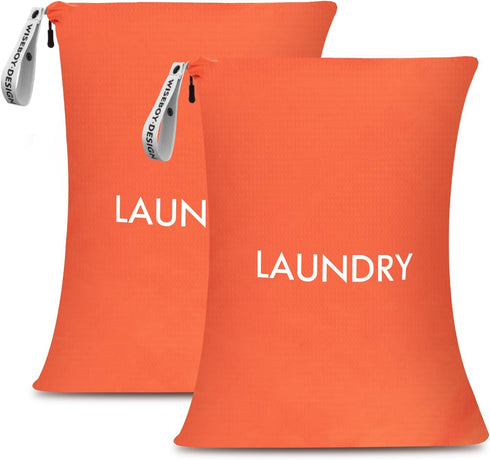 WiseBoy 2 Pack Laundry Bags, Travel Laundry Bag for Dirty Clothes, Washable Nylon