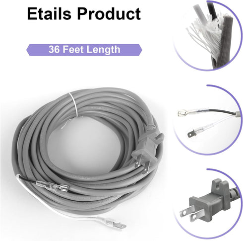 AC Power Cord Compatible with Dyson DC33/DC65 Upright Vacuum Cleaner, Part 920912-01 920165-03