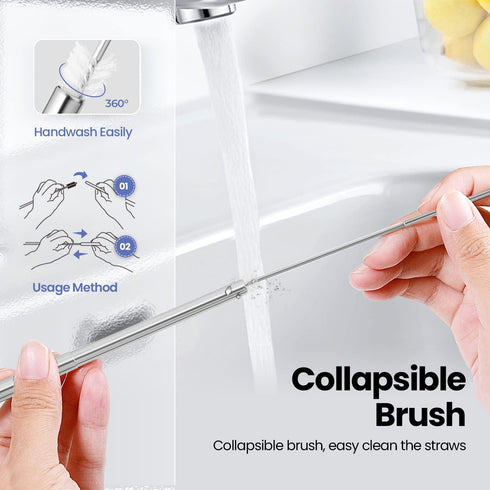 Cruise Ship Essentials - 4-Pack Reusable Collapsible Stainless Steel Drinking Straws with Case