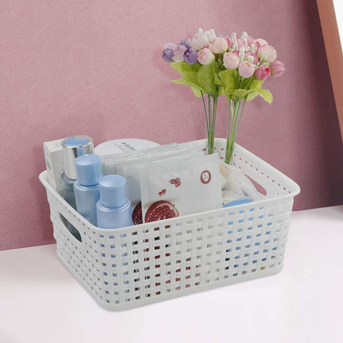 Farmoon 6 Packs White Plastic Organizing Basket - Small Pantry Storage Baskets