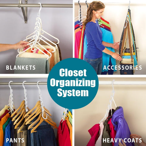 Max Pack of 10 Closet Organizer, Space Saving for Wrinkle-Free Clothes, Fully Assembled Hanger for Back to School