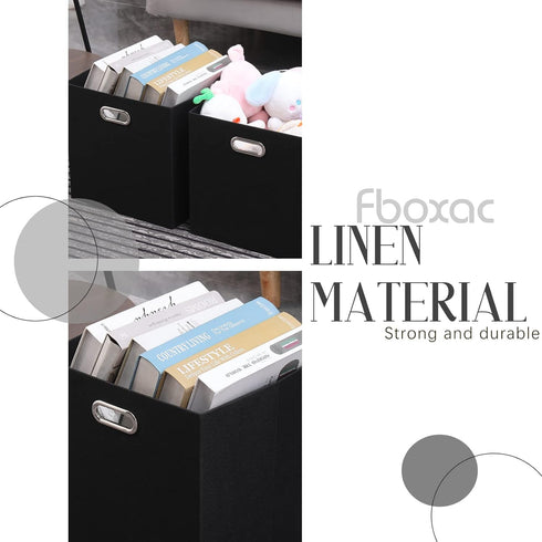 Collapsible Organization Basket, Fabric Foldable Box with Handles, 13x13 Cube Storage Bins Set of 4 for Shelves Bedroom