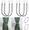 BEL AVENIR Curtain Rope Tiebacks, Drapery Holdbacks with 4 Metal Screw Hooks, 2 Pair - Silver